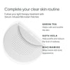 Image of Bye Acne Pro Kit microdart patch from SolaWave, with a corner peeled to show the microdarts. Ideal for acne treatment, it features ingredients like green tea, gotu kola, and niacinamide for effective blemish control.