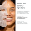 A smiling person uses the SolaWave 2-in-1 Face & Body Mini Starter Kit half-face mask, infused with Niacinamide 2% + ProVitamin B5, Hyaluronic Acid, and Avocado Peptides, for bright, hydrated skin showcasing anti-aging effects.