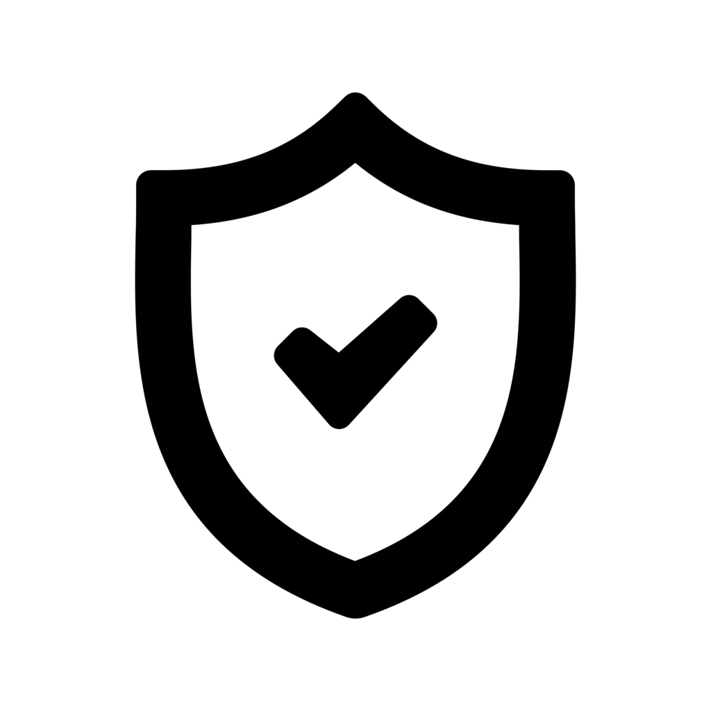 A black shield with a check mark represents security for re:dos Order Coverage against a plain background.