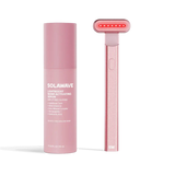 4-in-1 Radiant Renewal Skincare Wand with Red Light Therapy - in Rose Gold features a minimalist design, flat rounded head, and red LED light to help reduce fine lines with advanced skincare tech and simple one-button control. || Rose Gold